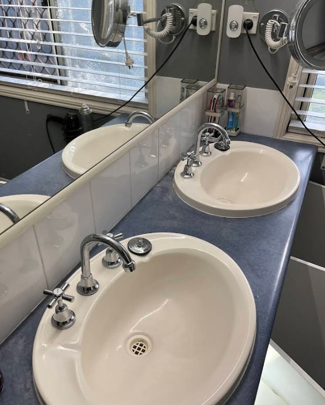 Double basin bathroom vanity installation